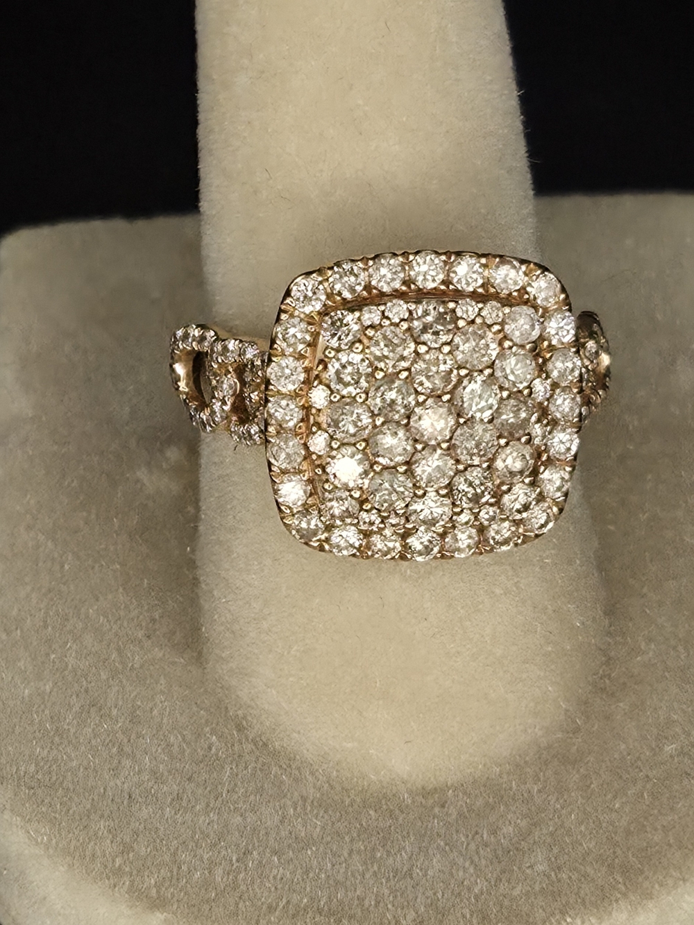 Gold Pavé Diamond Square Cluster Ring - Women Jewelry